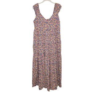 Old Navy Floral Maxi Dress Women's Size XL‎ Colorful Bloomcore Boho Prairie Long